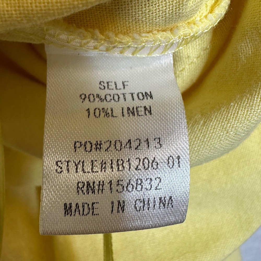 BIBI Overalls Womens M Wide Leg Cotton Linen Yellow Bib Jumpsuit Relaxed Loose - Picture 6 of 10